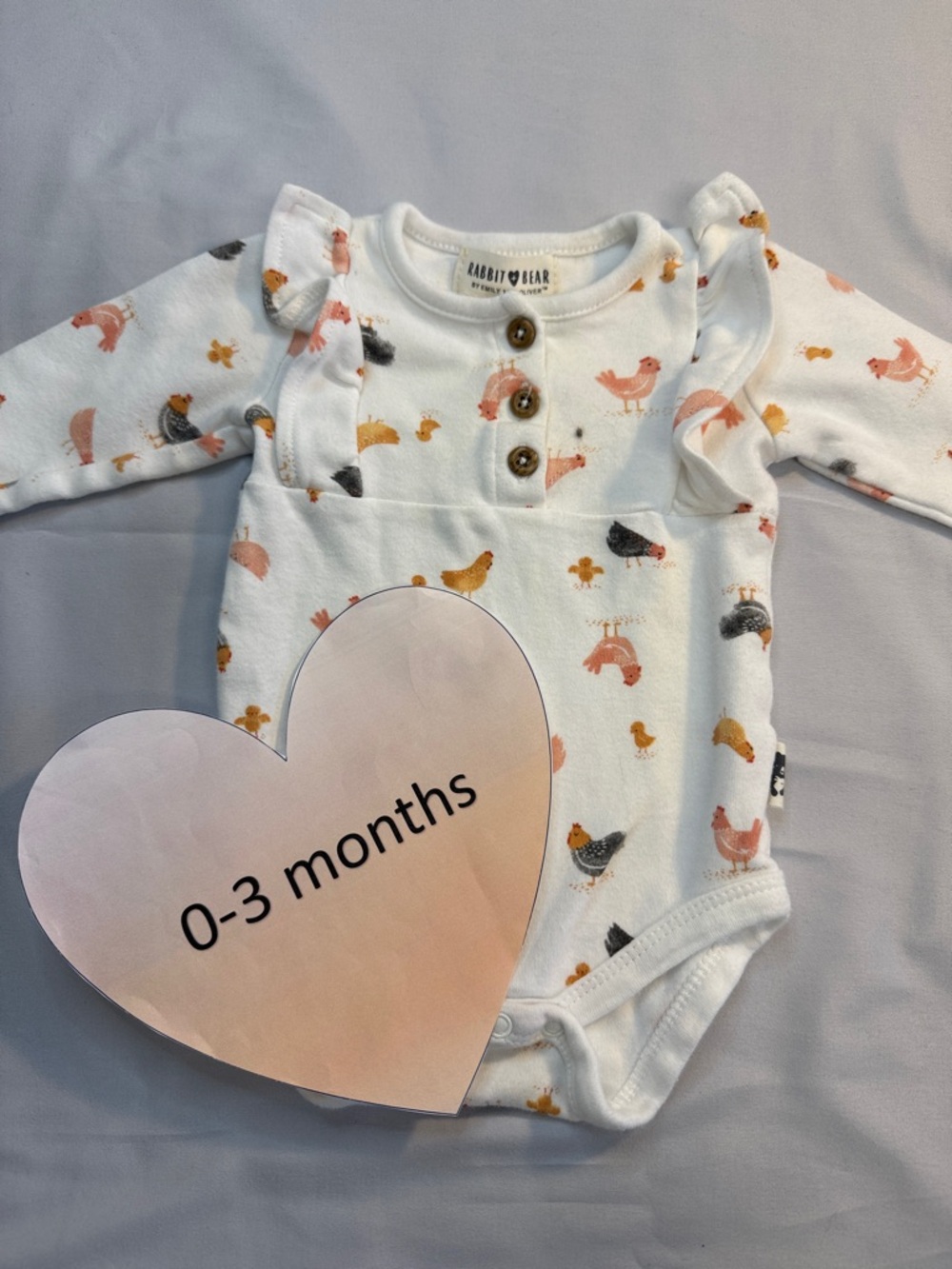 💦 Rabbit + Bear - Organic cotton Chicken Print Baby Onesie Shirt